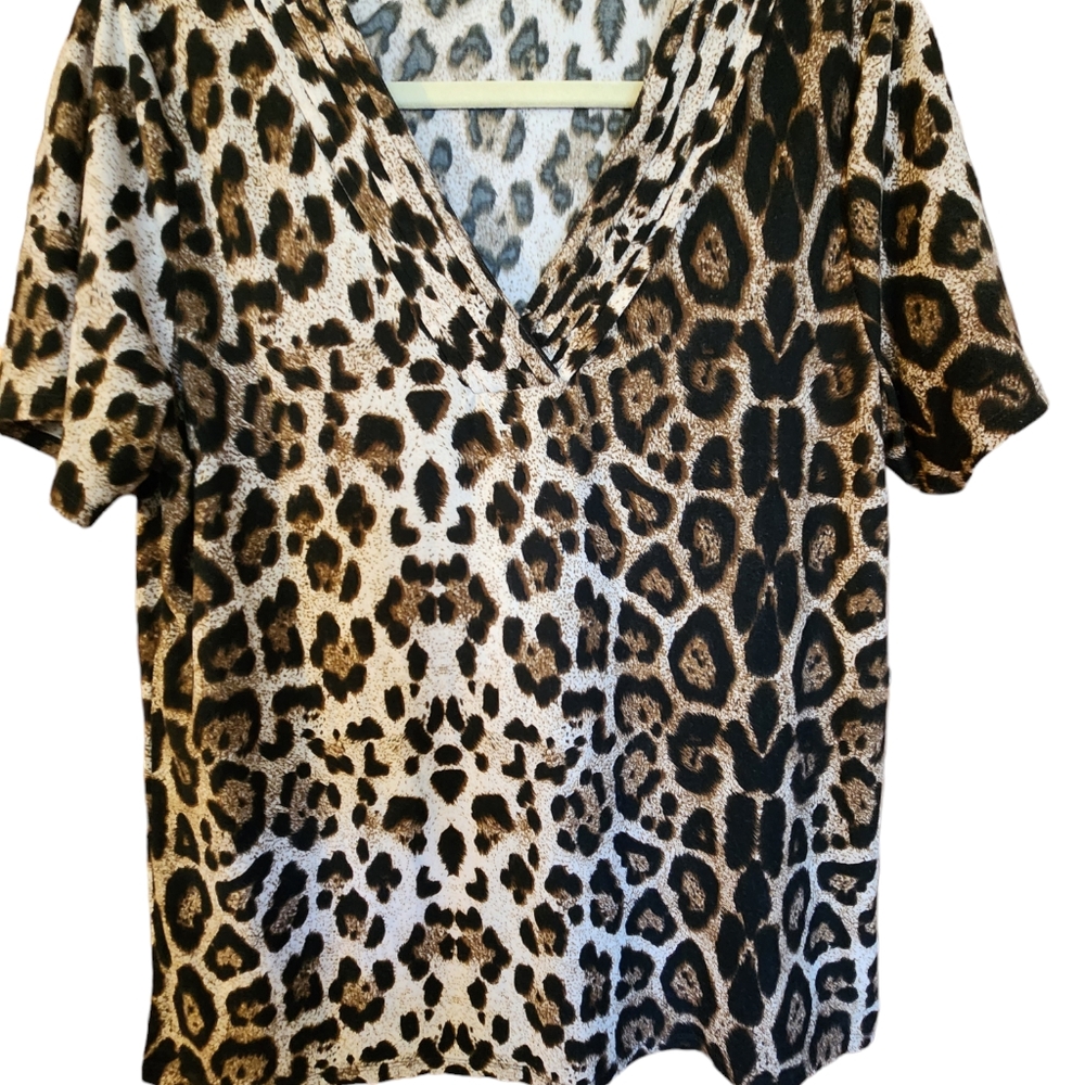 NWOT Preston & York Large Blouse Black, brown Beige